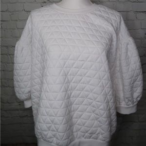 White Quilted Short Sleeve Shirt